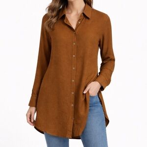 Reformation bronze button down shirt dress size XS